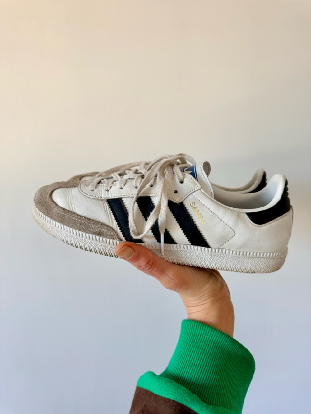 Adidas Samba Leather Sneakers | White with Black Stripes | men’s 7 women’s 8.5 - Picture 8 of 9